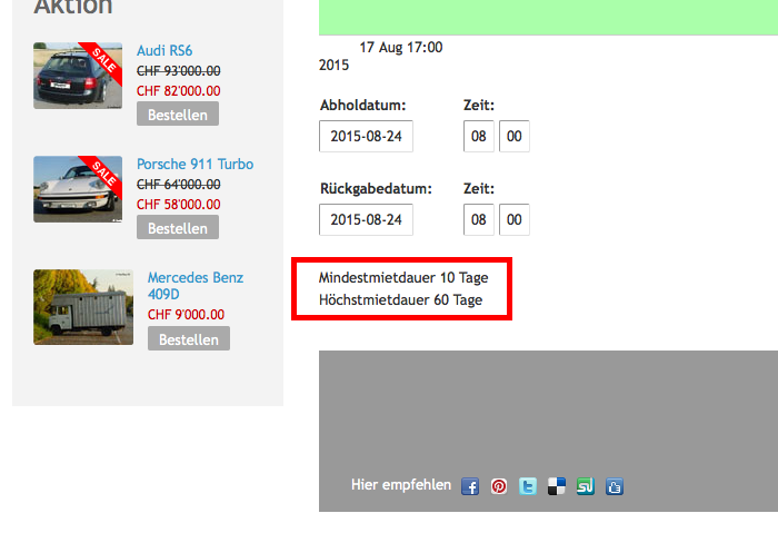 Mindestmietdauer und Höchstmietdauer