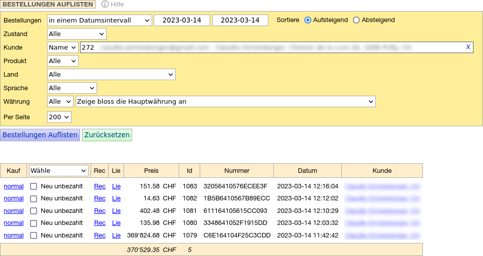 Überwachung von Aufträgen